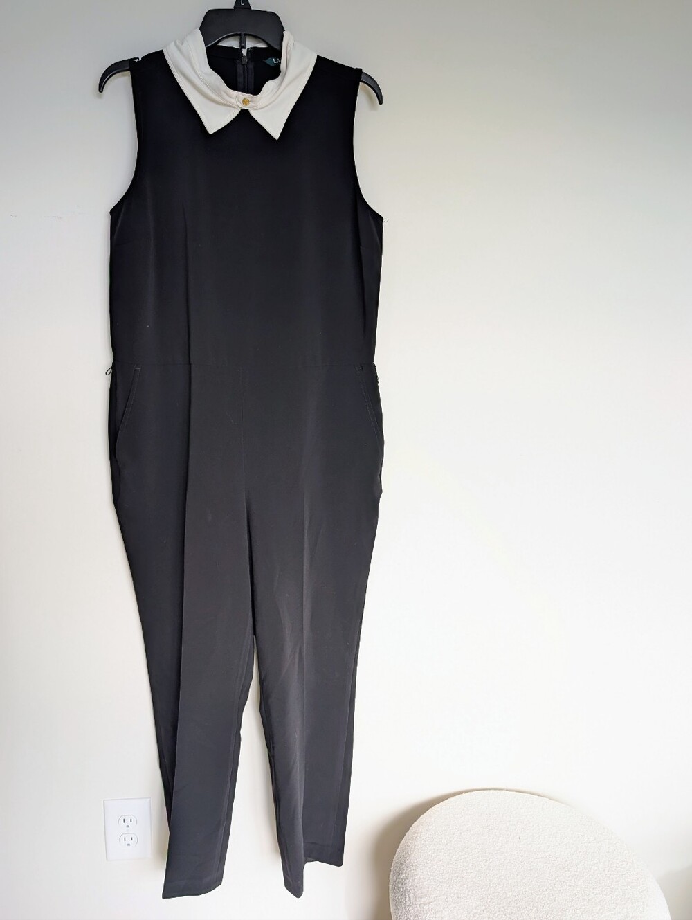 LAUREN RALPH LAUREN Women's belted Sleeveless Collared Jumpsuit career sz 14